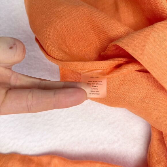 Talbots Linen Top Size 6 Orange Button Front Summer Thin Knit Beach 3/4 Sleeves - Picture 6 of 9